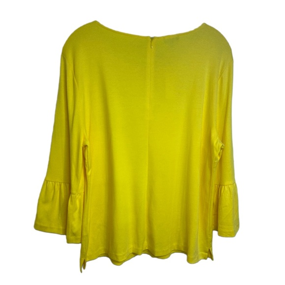 Talbots Yellow Ruffle Sleeve Top Size XL - Picture 7 of 15